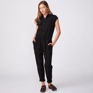 MONROW Cotton Twill Jumpsuit Black